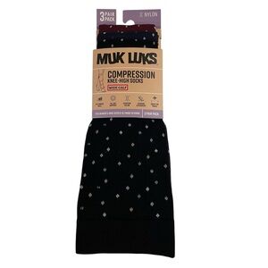 MUK LUKS 3 Pairs Wide Calf Size 6-10 Everyday Nylon Compression Socks  8-15 MMHG